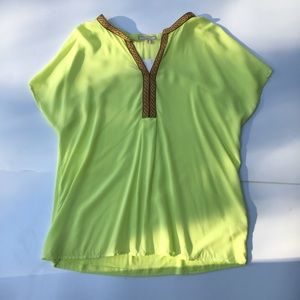 ☀️NEW Pleione Green Short Sleeve Blouse Top XL